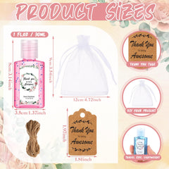 Frienda thank-you cards accompany each sanitizer as gratitude notes.