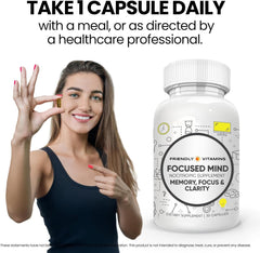Friendly Vitamins Focused Mind at-desk workspace invites daily cognitive support during busy days.