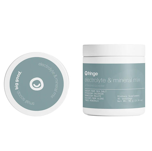 Fringe Electrolyte and Mineral Mix bottle front for clean hydration