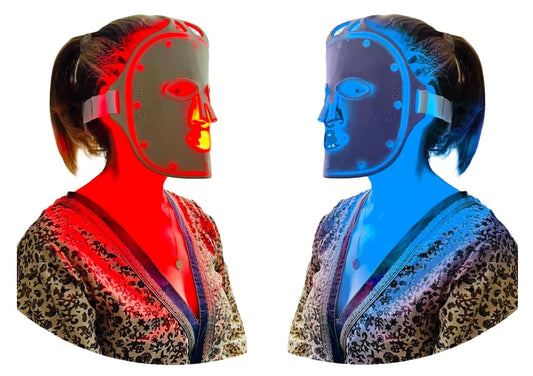 Fringe Red Face Mask front view shows a sleek, wireless device for home light therapy