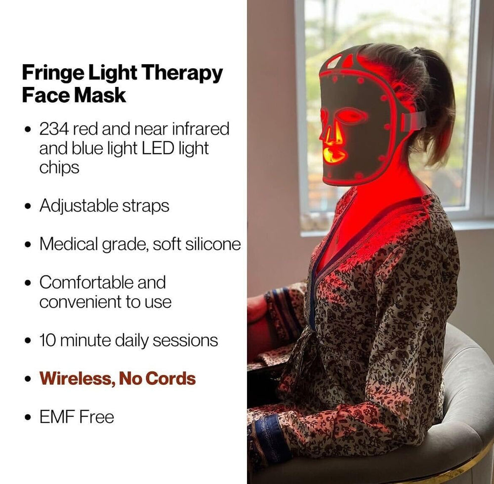 Fringe Red Face Mask LED chip closeup highlights dense 234 LEDs for even illumination