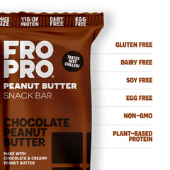 FRO PRO plant protein snack bar chocolate crunch close-up showing texture.