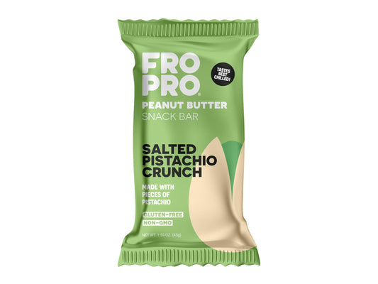 FRO PRO snack bar shows a creamy peanut butter base for a nutty energy boost.