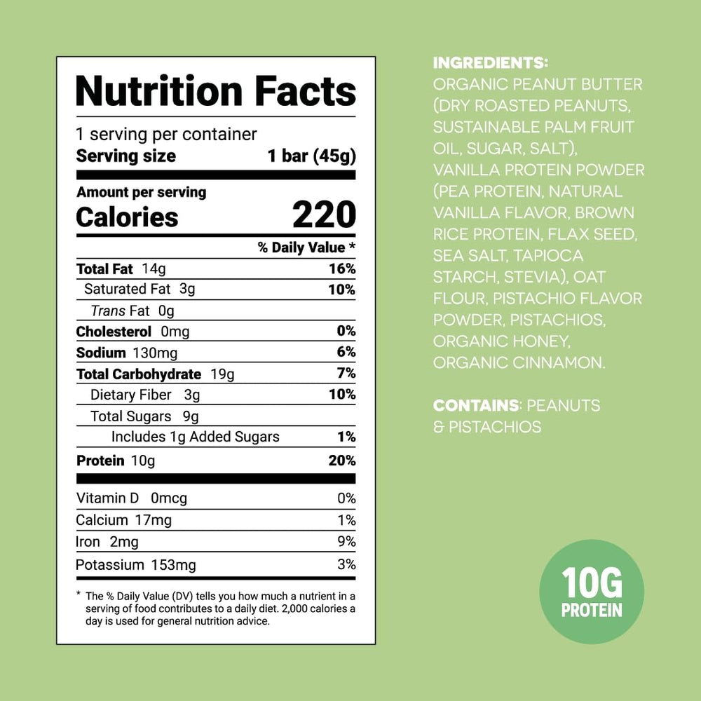 FRO PRO snack bar pistachio crunch highlights a crunchy, protein-rich bite.