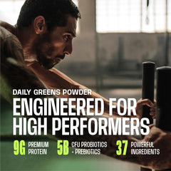 Frog Fuel Performance Greens bottle with Made in USA seal on packaging.