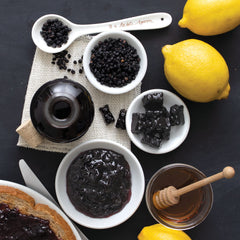 Frontier Co-op elderberries tea brew setup with dried berries
