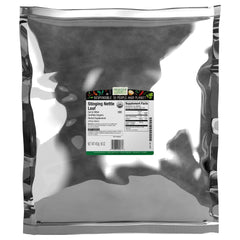 Frontier Co-op organic nettle leaf being brewed for tea in a mug