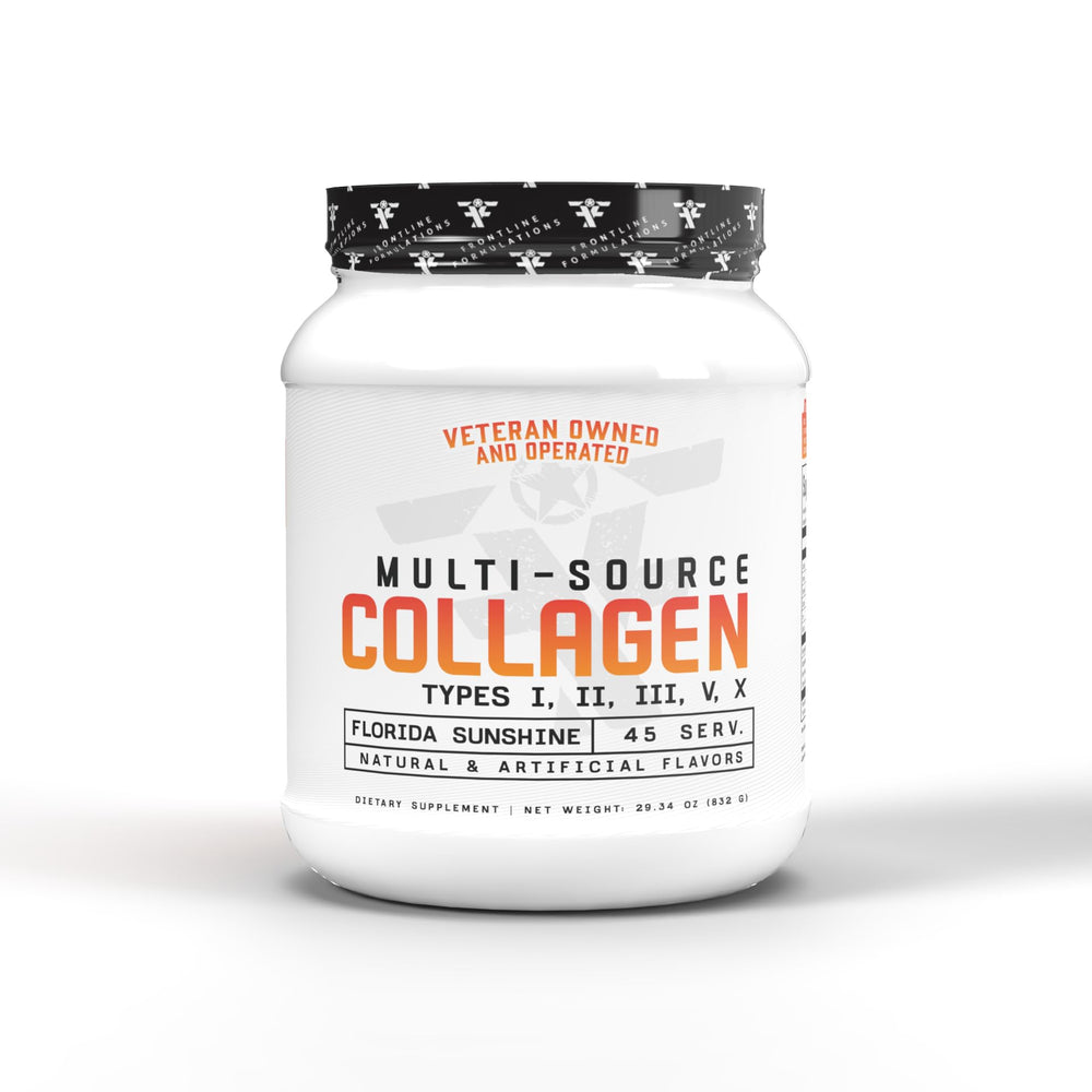 Frontline Formulations Multi-Source Collagen bottle for healthier hair, skin, and nails