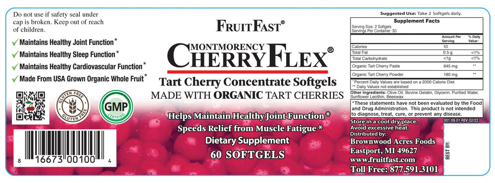 FruitFast CherryFlex organic Montmorency cherries emphasize natural ingredients