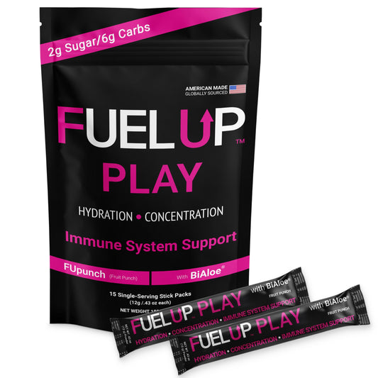 FU FUEL UP Fuel Up Play electrolyte powder bottle for steady hydration and daily focus