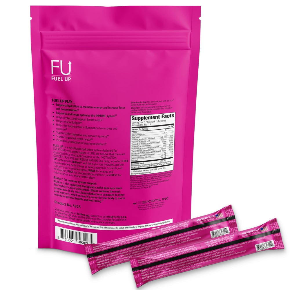 FU FUEL UP Fuel Up Play electrolyte powder stick packs ready-to-mix on the go