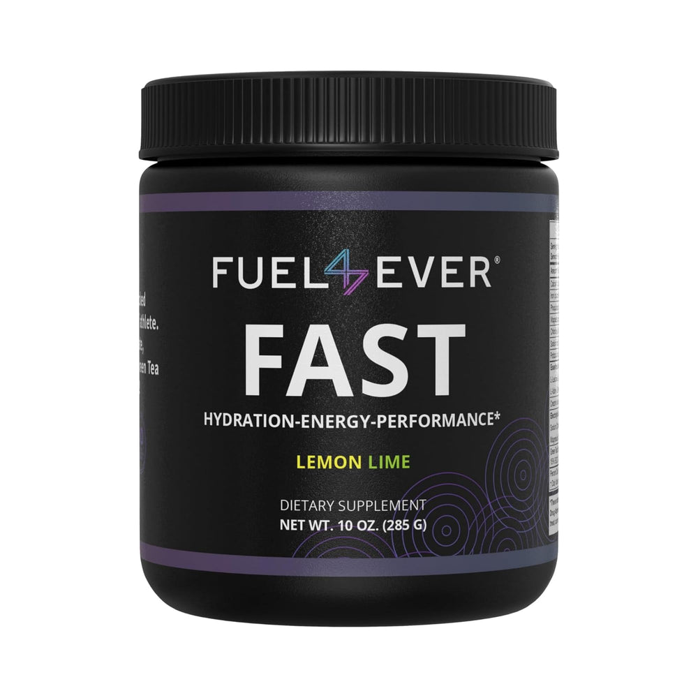 Fuel 4 Ever FAST bottle pour showing refreshing hydration for fasting sessions.