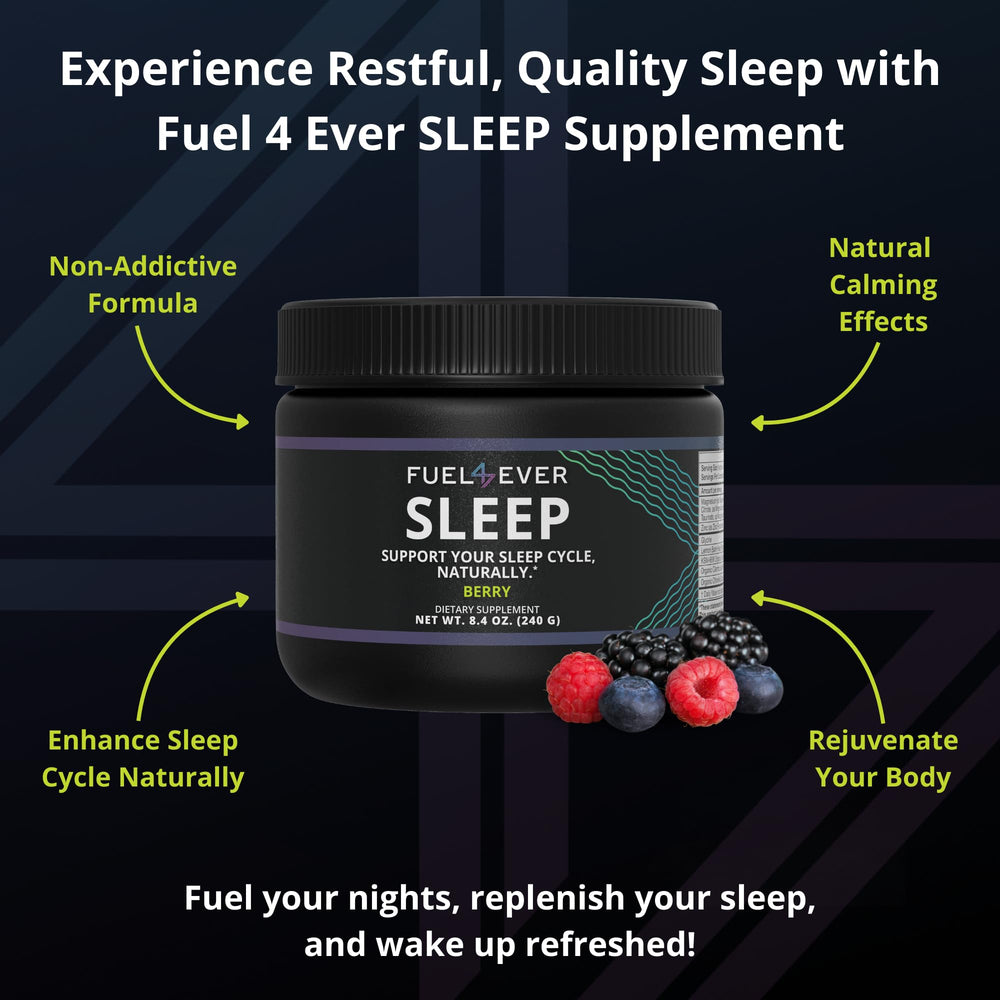 Fuel 4 Ever Sleep berry powder mixed in a glass for easy nightly use.