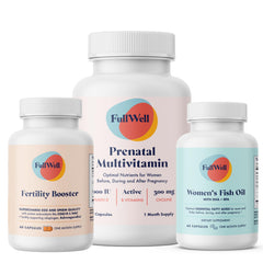 FullWell Fertility Trio bottle front shows easy prenatal nutrition for daily use.