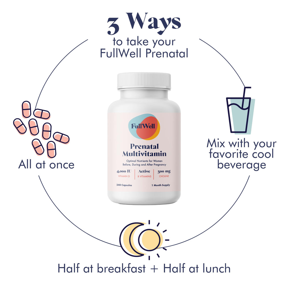 FullWell Prenatal non-GMO seal communicates clean ingredients for expectant mothers.