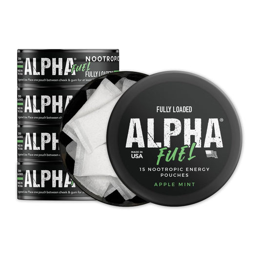 Fully Loaded Alpha Fuel pouch packaging shows discreet on-the-go energy.