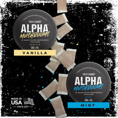 Fully Loaded Alpha Mushroom pouch out reveals individual pouches for on-the-go energizing moments