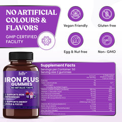 Fully Nutrition Iron Gummies with vitamin C support iron absorption.