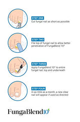 FungaBlend 10 bottle highlighting renewed healthy nail appearance.