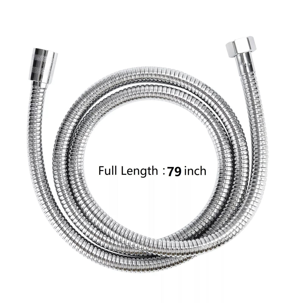 Funny Steel hose 79 inch length provides flexible reach for comfortable use.