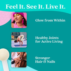 Further Food collagen powder blended into smoothie for hair and nails.