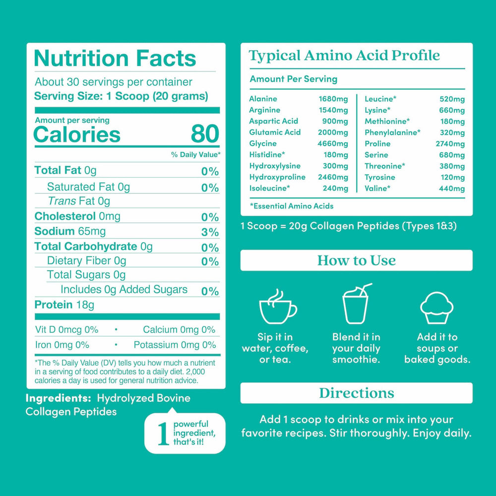 Further Food collagen powder measuring scoop ready for easy serving.