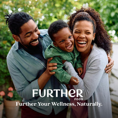 Further Food no artificial sweeteners claim featured on vanilla protein powder packaging
