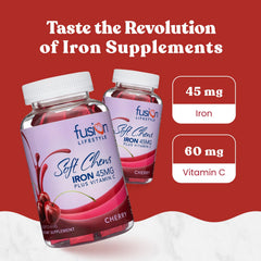 Fusion Lifestyle iron chewables pack showing individual doses