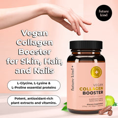 Future Kind Vegan Collagen capsules ready for daily use in a wellness routine.