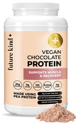 Future Kind vegan protein chocolate powder jar offers a clean protein source for lean meals.