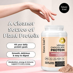 Future Kind vegan protein chocolate scoop enables quick, convenient post-workout fueling.