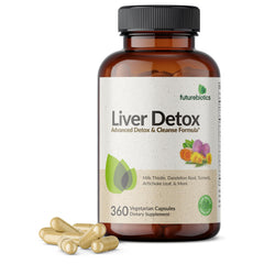 Futurebiotics Liver Detox bottle front highlights a liver support formula.