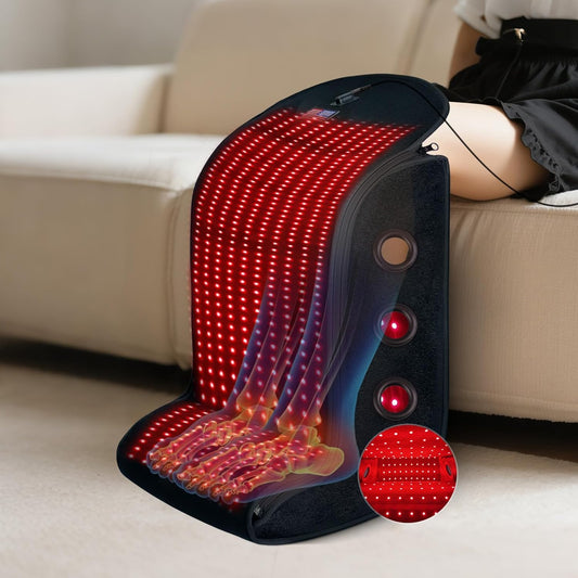 Fuuerds red-light therapy feet-legs device showing ergonomic design for fatigue relief.