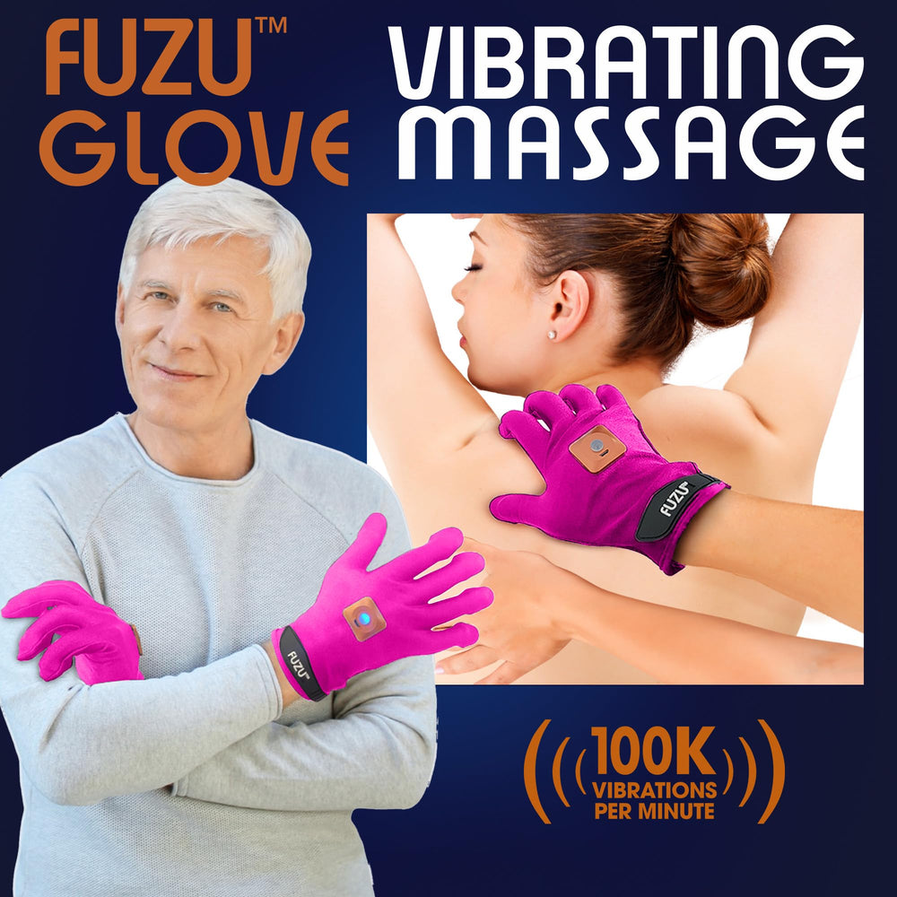 Fuzu waterproof rechargeable gloves ready for bath or shower massage.