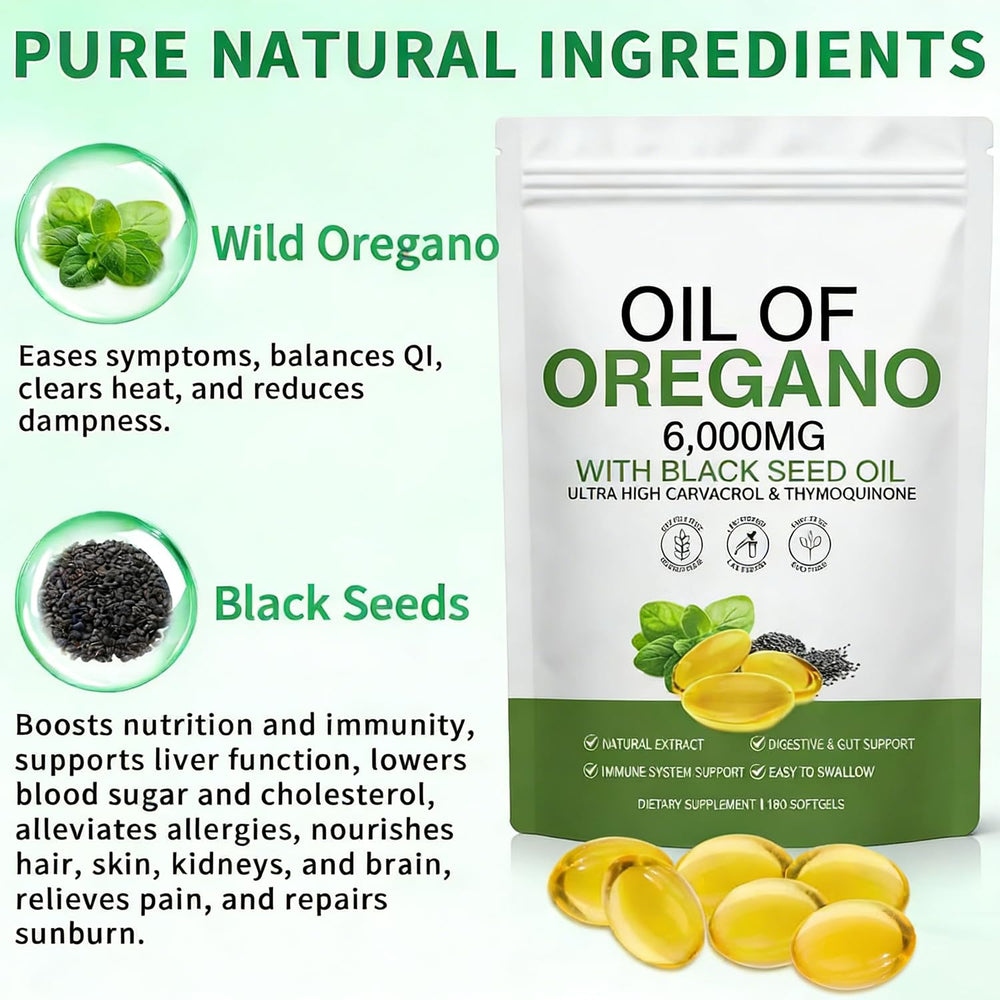 FW ZONE Oil of Oregano ingredients panel noting 2 in 1 oregano and black seed oil