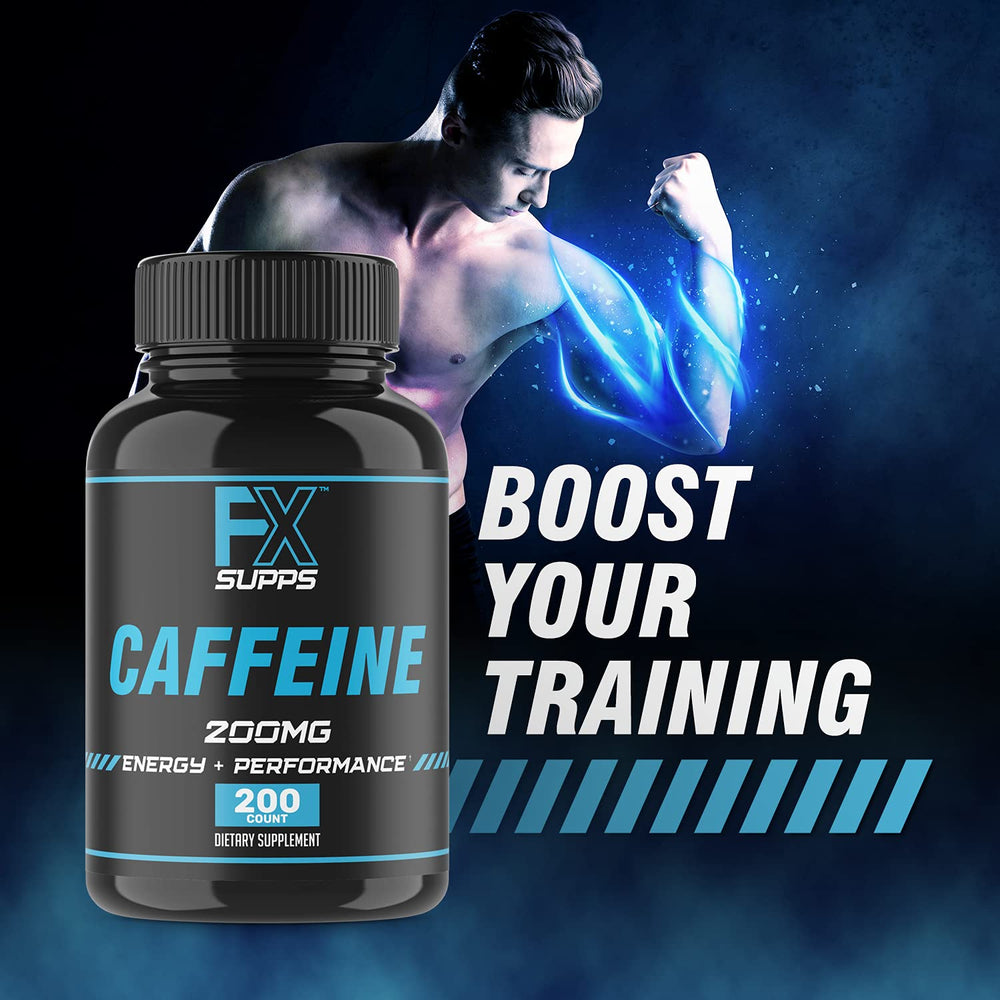 FX SUPPS Caffeine Pills bottle pour captures quick caffeine boost for the day.