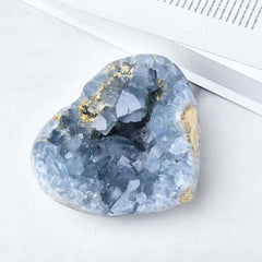 FZBHRO blue geode heart collection on stand for mindful practice.