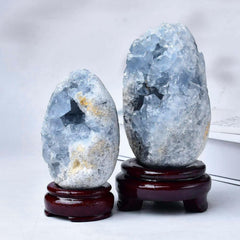 FZBHRO Celestite egg artful carving showcases organic beauty
