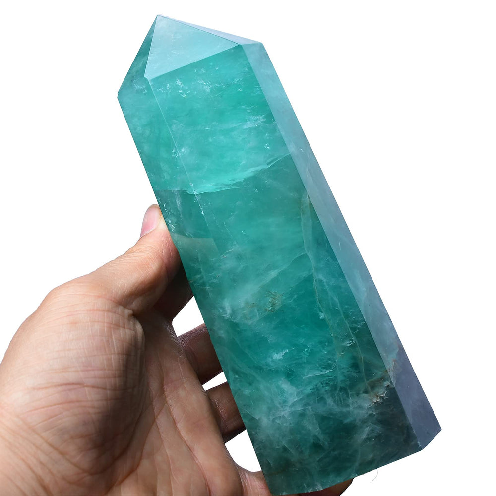 FZBHRO Green Fluorite Quartz Tower Obelisk for meditation and calm decor