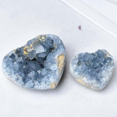 FZBHRO crystal heart geode displayed on a shelf for ambiance.
