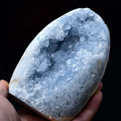 FZBHRO celestite cluster paired with quartz accents for decor