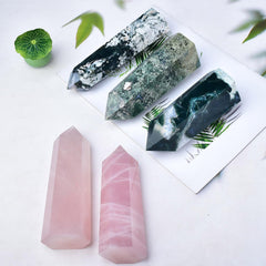 FZBHRO rose quartz tower as a centerpiece for yoga and mindfulness.