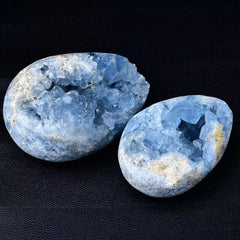 Yoga and meditation use with FZBHRO celestite egg for mindful spaces.