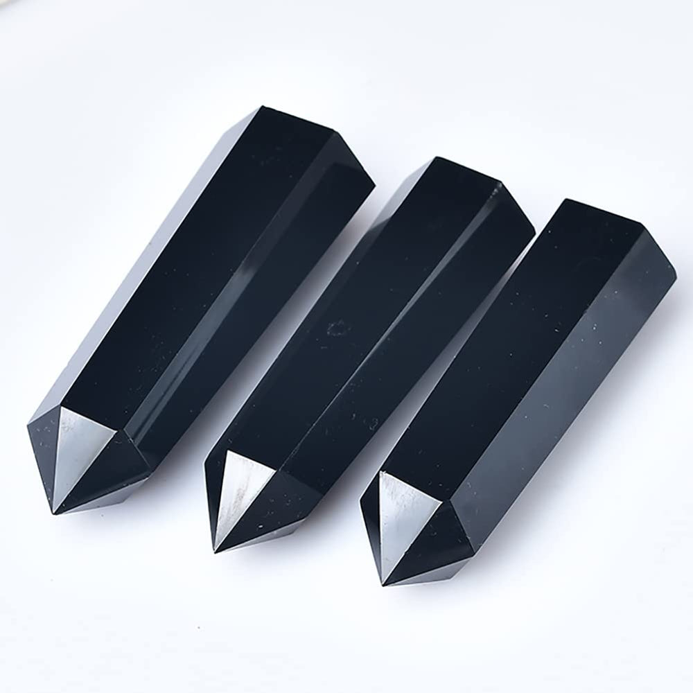 FZBHRO hand-carved obsidian wand features a hexagonal column pattern