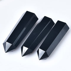 FZBHRO hand-carved obsidian wand features a hexagonal column pattern
