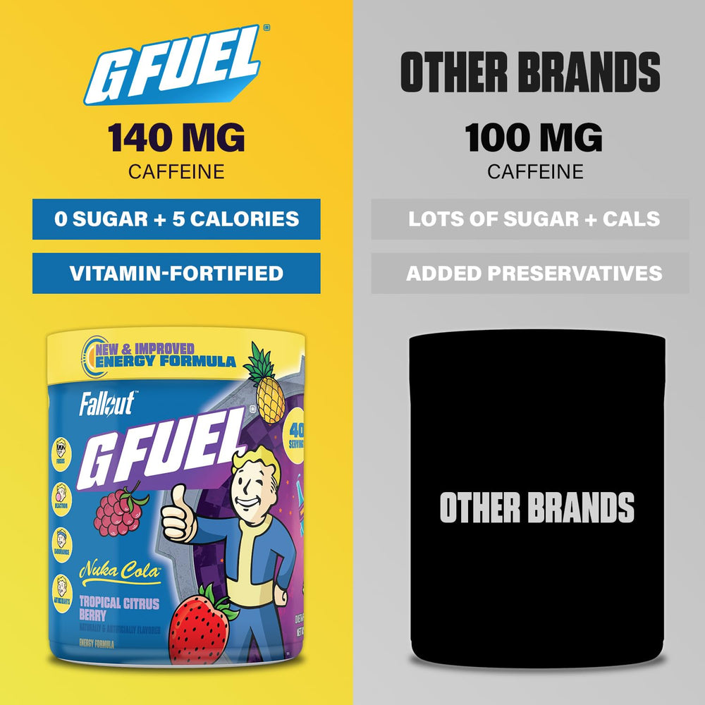 Scoop and jar showing powder texture with quick-mix convenience for on-the-go energy