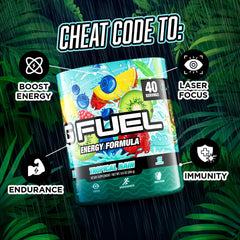G Fuel Tropical Rain powder dissolving in water for quick energy mix