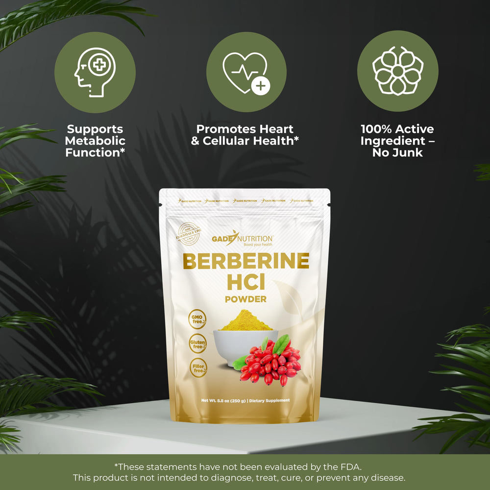 GADE Berberine HCl powder measuring spoon showing customizable dosing