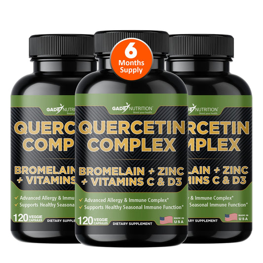 GADE NUTRITION quercetin bottle showcases immune support for daily wellness