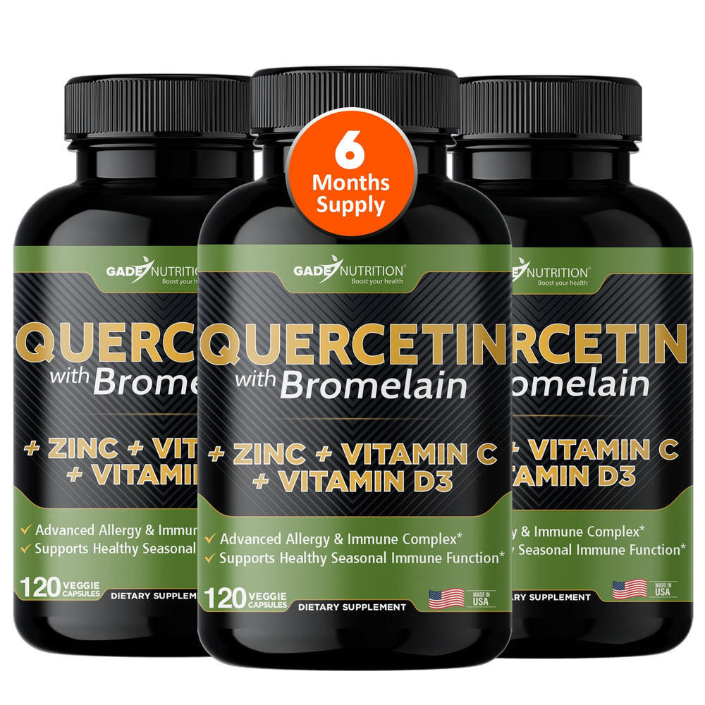 Gade Nutrition Quercetin bottle on counter for daily immune-support ritual.